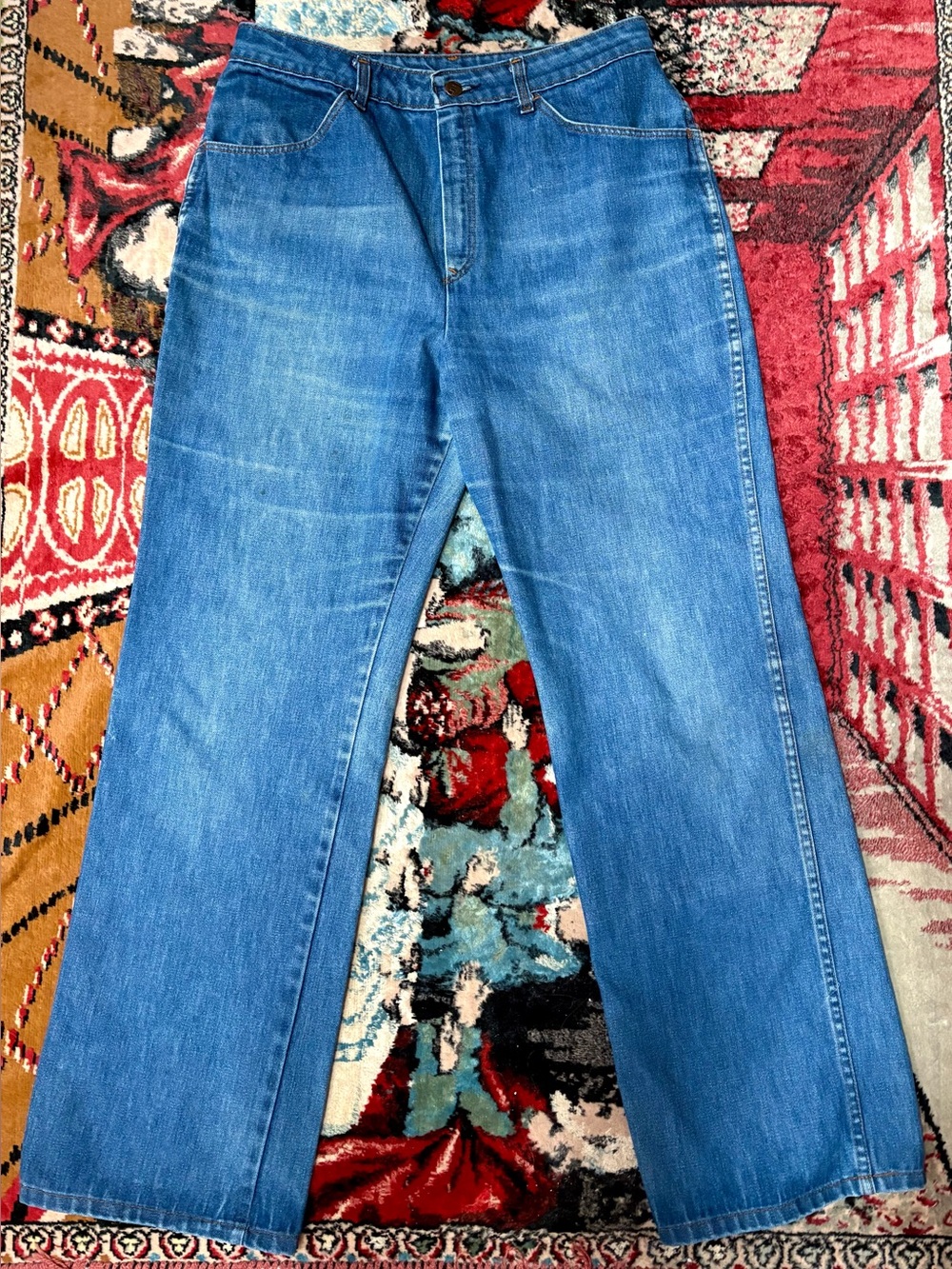 Sears true VTG late 70s blue wide leg boot cut flare denim jeans 32x31”
